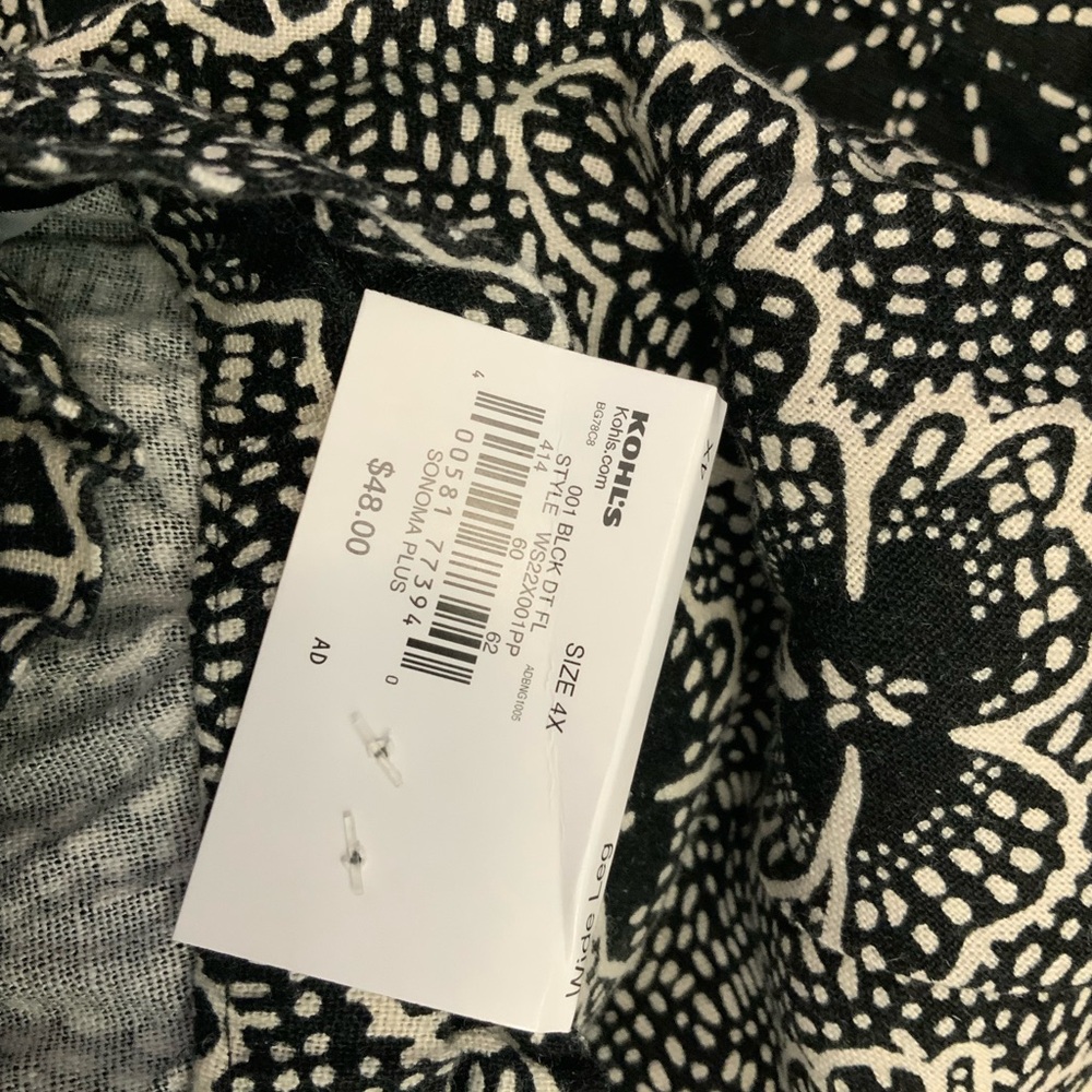 NWT Sonoma Linen Blend Elastic Waist Drawstring Wide Leg Pant Size 4X 3X 2X - Picture 6 of 10